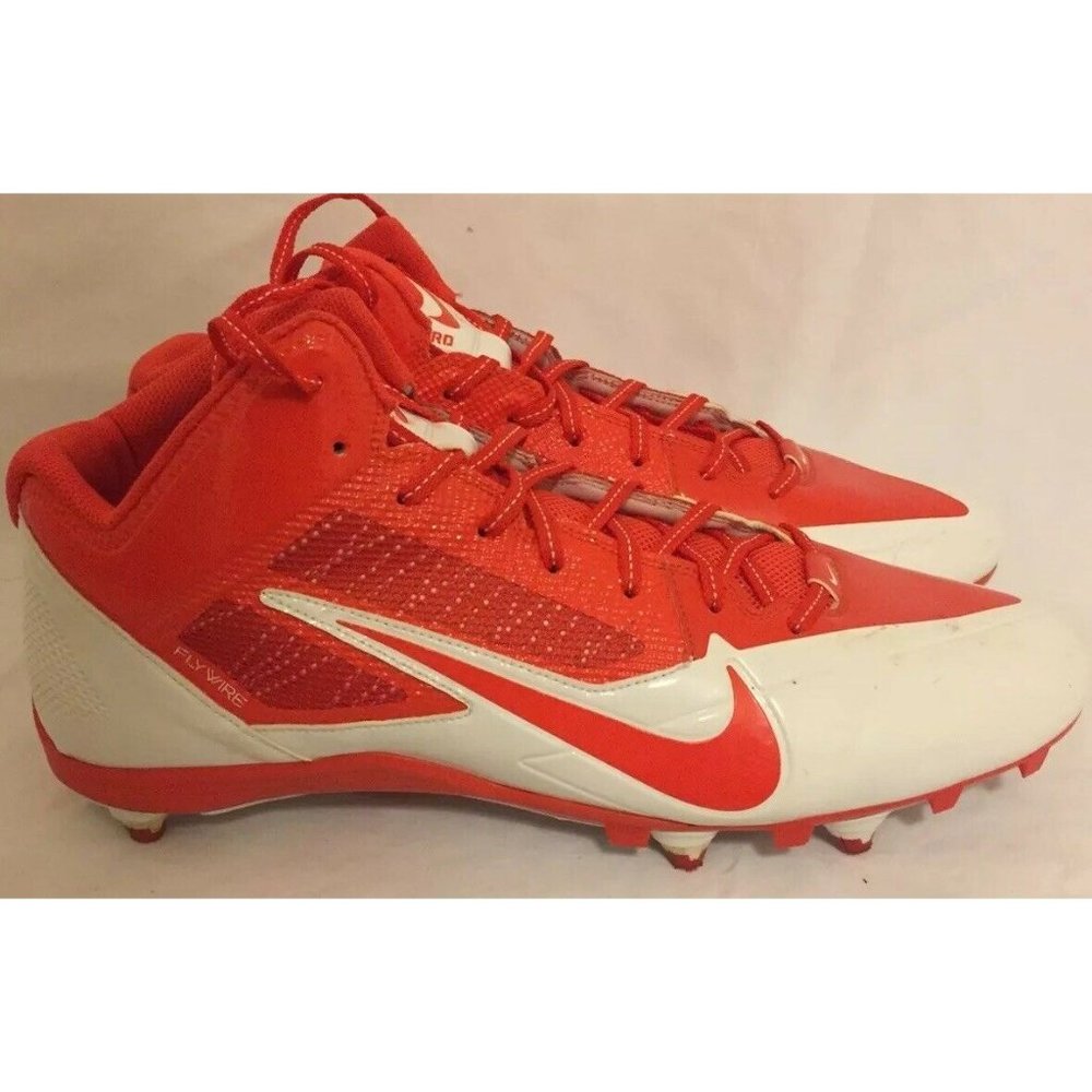 Nike Alpha Pro Football Cleats Men's Size 16 White/Red 599025-181 Flywire.